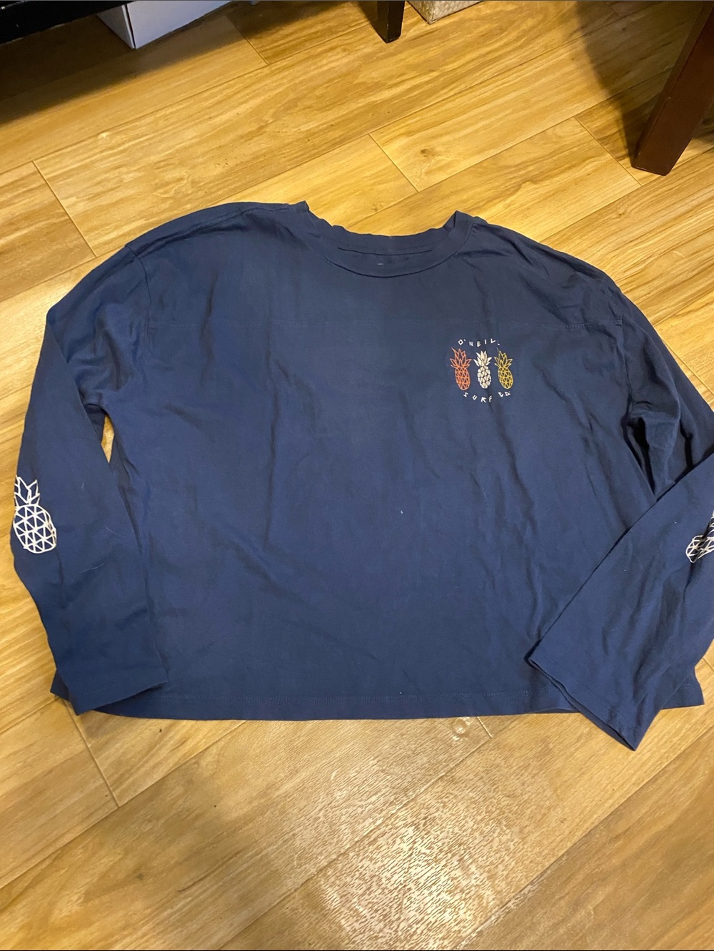 O'Neill Navy Logo long sleeve cropped t-shirt
